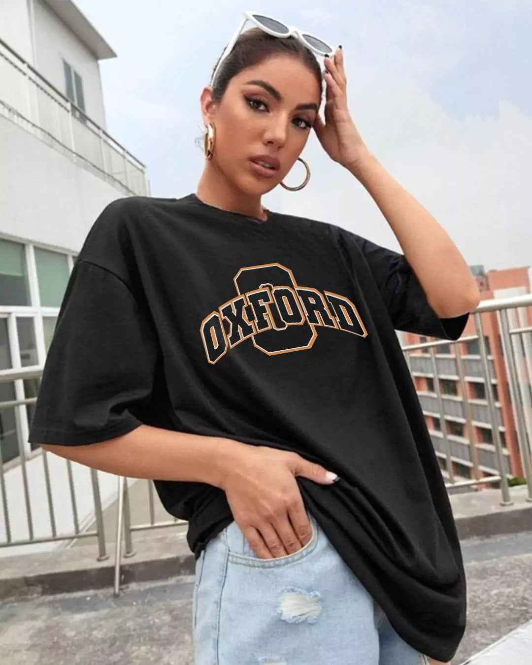 Black Oxford Oversized T-Shirt